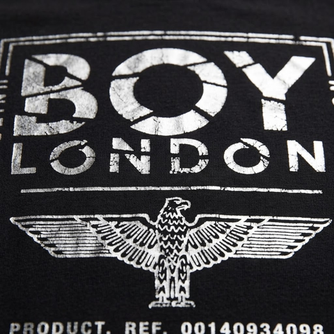 Blusa Boy London Mujer Negra Plata Nudos Costados