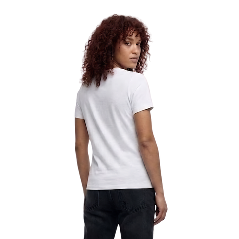 Playera Boy London Mujer Blanca Plateado Perlas