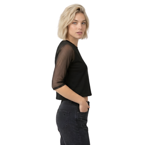 Blusa Boy London Mujer Negra Mesh Dorado Walking Strong