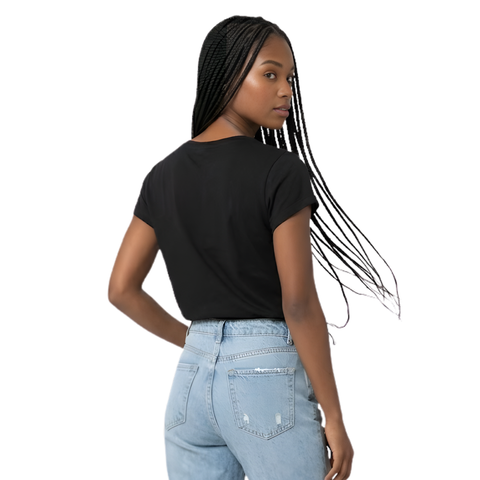 Playera Boy London Mujer Negra Glitter Dorado Cursiva