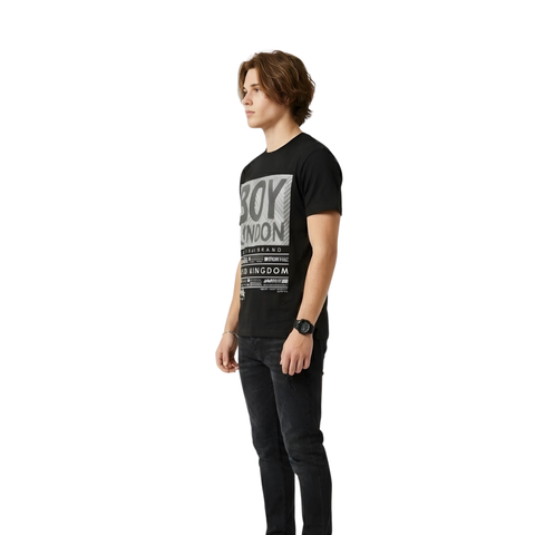 Playera Boy London Negra Texturizada Relieve Original