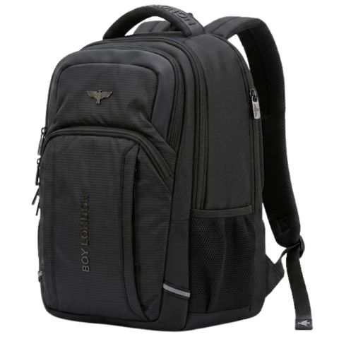 Mochila Boy London Negra Águila Metálica Multibolsillos