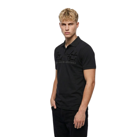 Playera Polo Boy London Hombre Negra Slim Firma