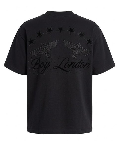 Playera De Hombre Boy London Águilas Relieve Tonal Negra Oversize