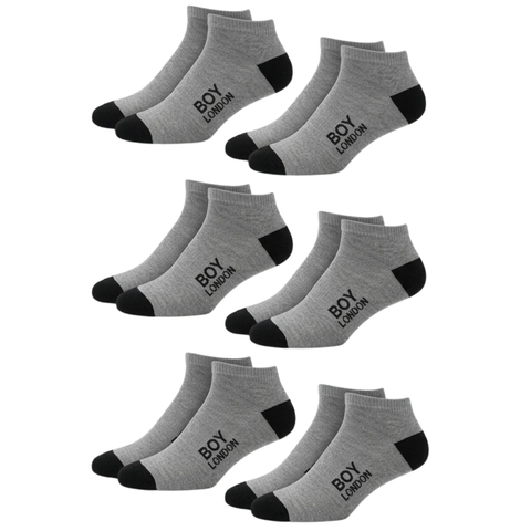 6 Pares Calcetines Boy London Hombre Tobilleros Gris