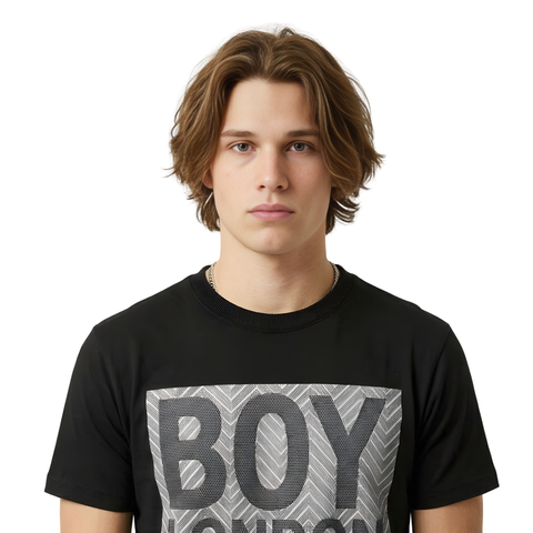 Playera Boy London Negra Texturizada Relieve Original