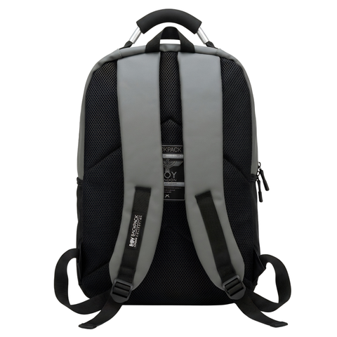 Mochila Boy London Gris Negra Águila Placa Gunmetal