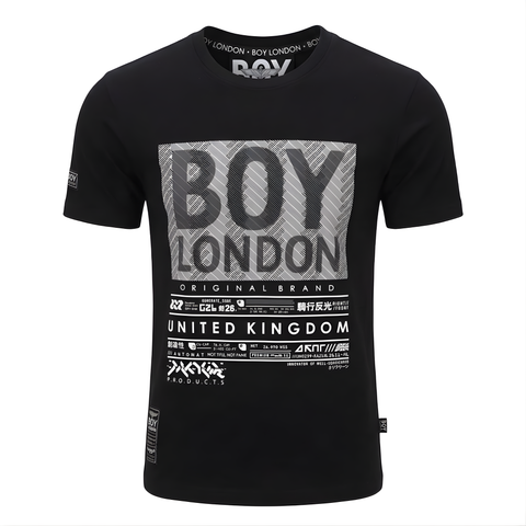 Playera Boy London Negra Texturizada Relieve Original