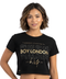 Playera Crop Top Negra Boy London Animal Print Mujer Negro Xch
