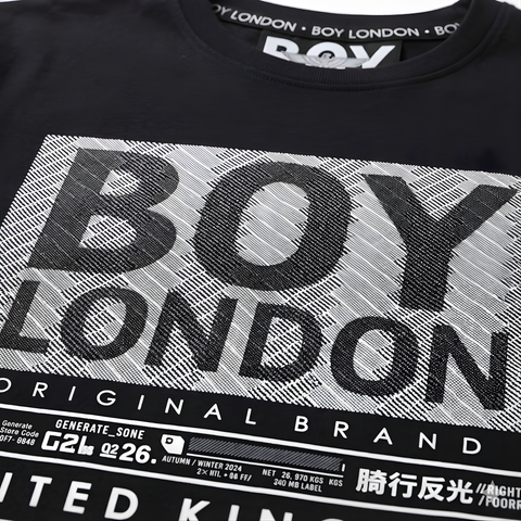 Playera Boy London Negra Texturizada Relieve Original