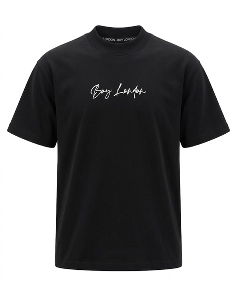 Playera De Hombre Boy London Firma Caligráfica Negra Algodón Premium