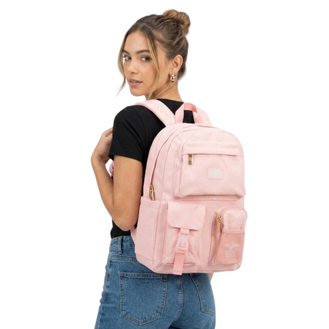 Mochila Boy London Mujer Rosa Cierres Dorados Premium