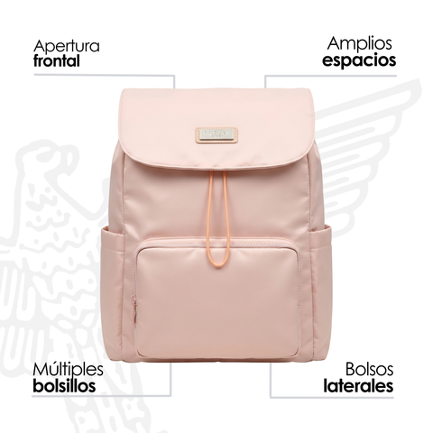 Mochila Boy London Mujer Rosa Solapa Nylon Satinado