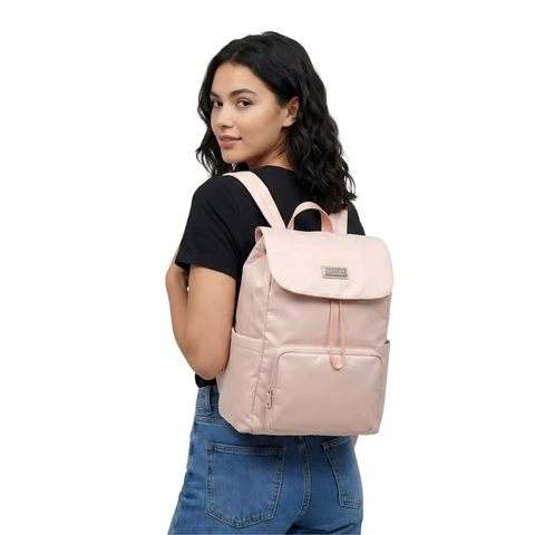 Mochila Boy London Mujer Rosa Solapa Nylon Satinado