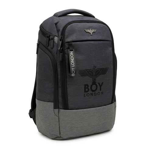 Mochila Boy London Gris Bicolor Águila Metálica Amplia