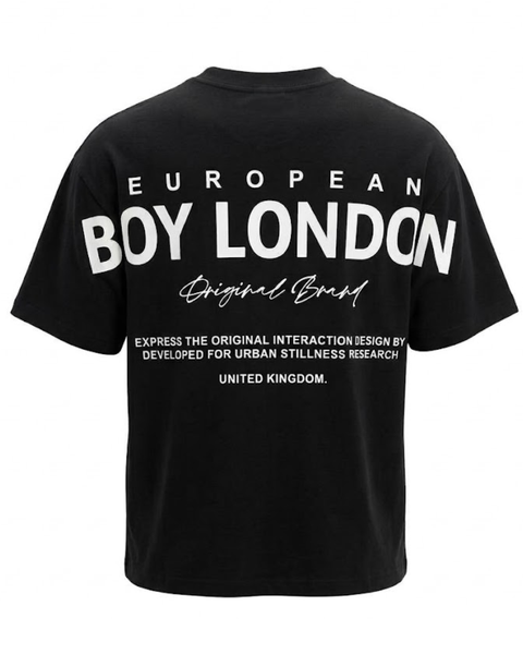 Playera De Hombre Boy London Firma Caligráfica Negra Algodón Premium
