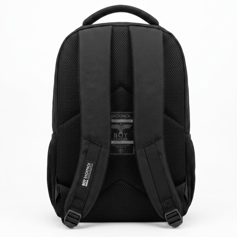 Mochila Boy London Negra Águila Metálica Multibolsillos