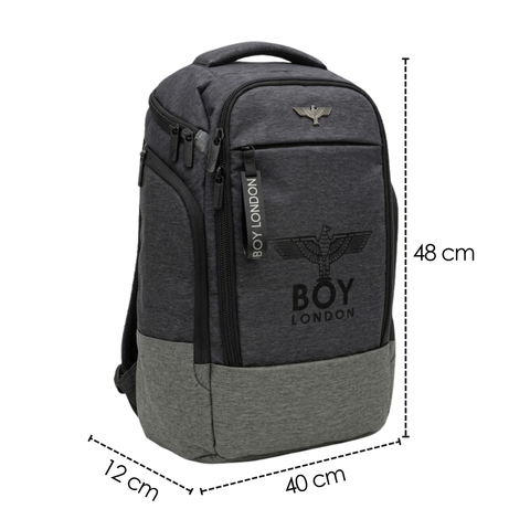Mochila Boy London Gris Bicolor Águila Metálica Amplia