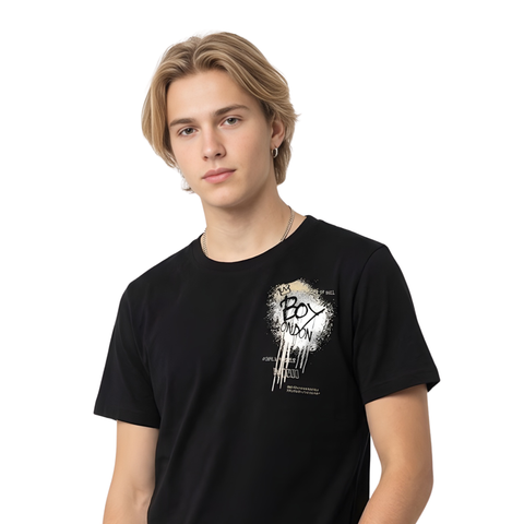 Playera Boy London Negra Metálico Grafiti Foil Original
