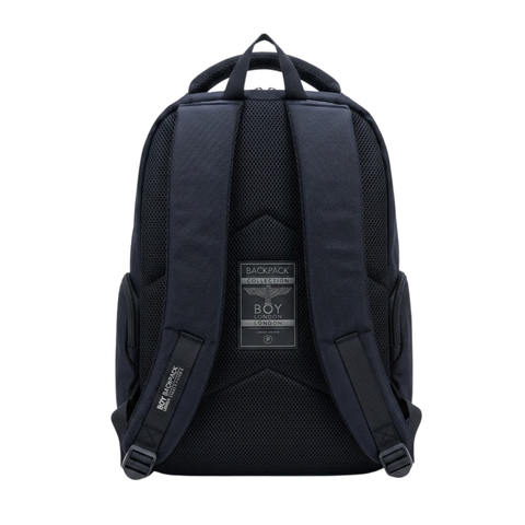 Mochila Boy London Negra Panel Vinipiel Águila Reliev