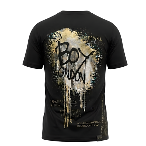 Playera Boy London Negra Metálico Grafiti Foil Original