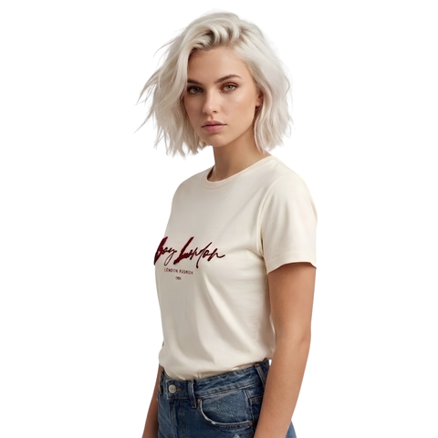 Playera Mujer Blanca Logo Boy London Lentejuelas
