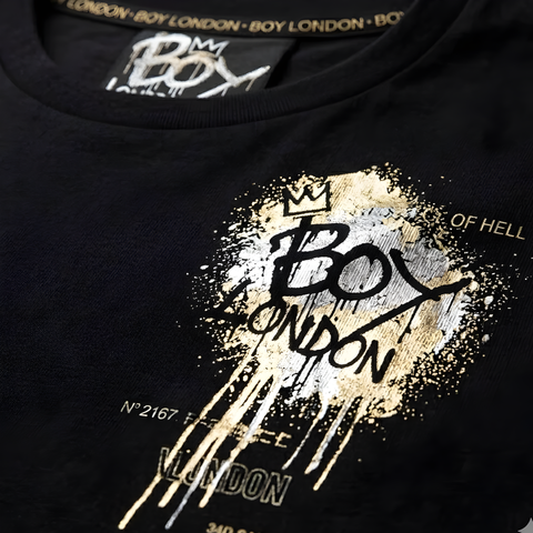 Playera Boy London Negra Metálico Grafiti Foil Original