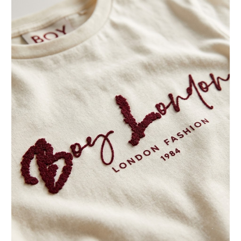 Playera Mujer Blanca Logo Boy London Lentejuelas