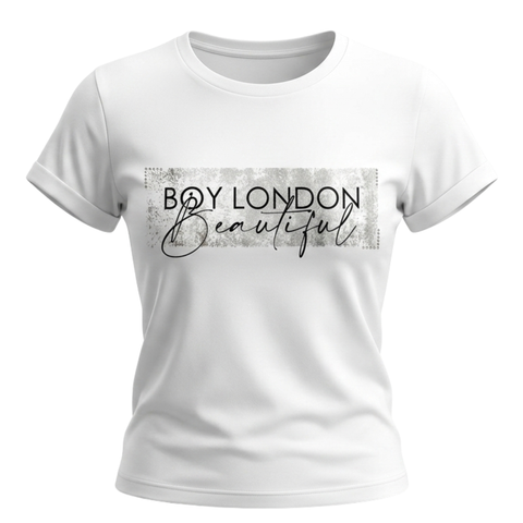 Playera Boy London Mujer Blanca Free Spirit Brillos