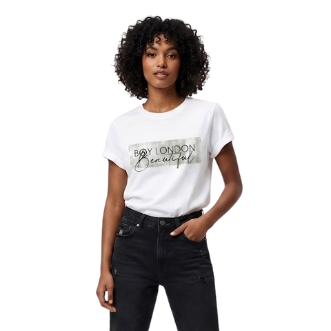 Playera Boy London Mujer Blanca Free Spirit Brillos