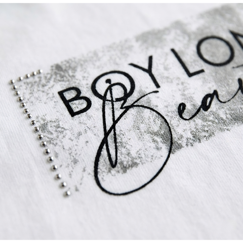 Playera Boy London Mujer Blanca Free Spirit Brillos