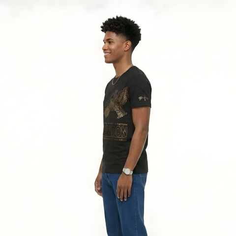 Playera Boy London Negra Águila Dorada Foil Original