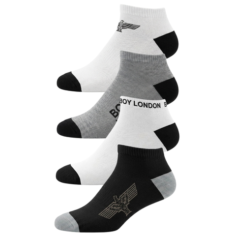 6 Pares Calcetines Boy London Hombre Gris Blanco Negro