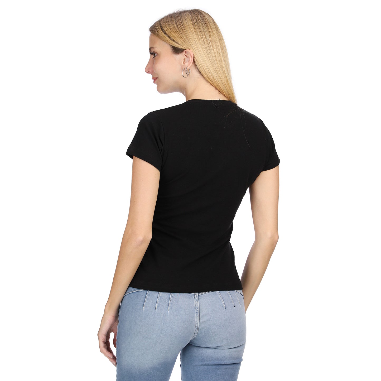 Playera Negra Dama Con Águila Contorno De Colores Boy London