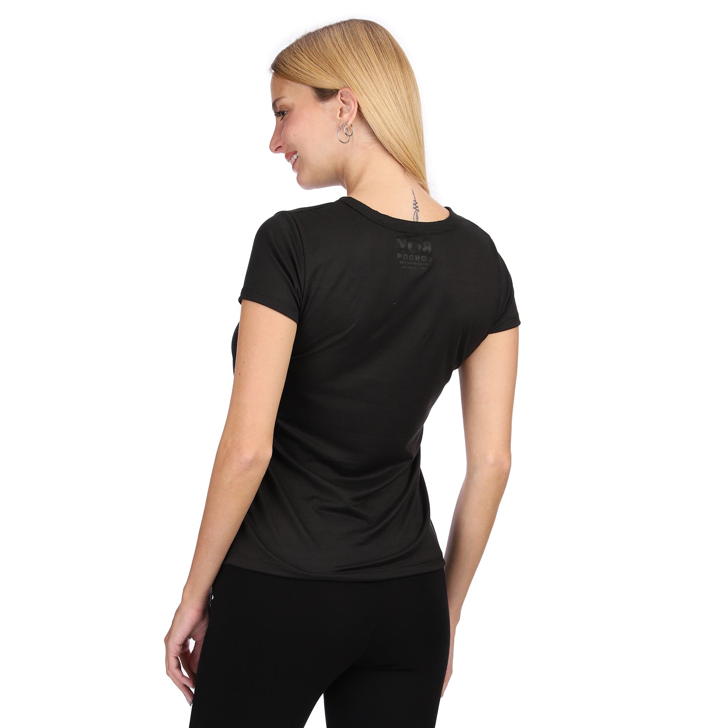 Playera Negra Manga Corta Mujer Estampado Oro Boy London