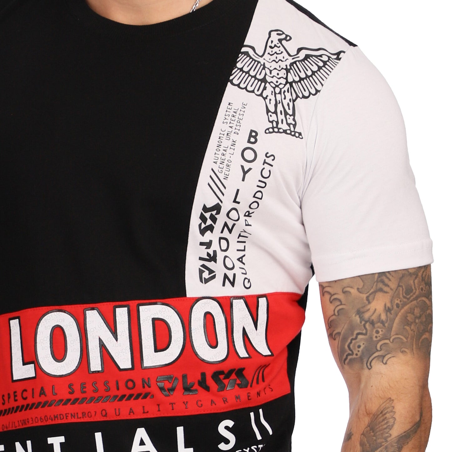 Playera Blanco Y Negro Para Hombre Franja Roja Boy London