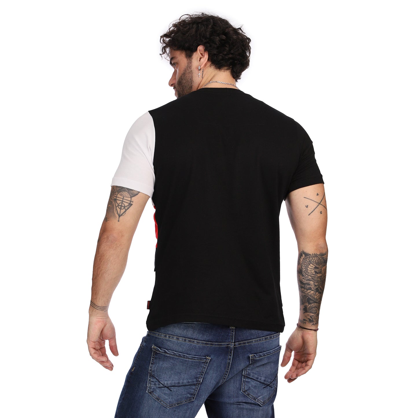 Playera Blanco Y Negro Para Hombre Franja Roja Boy London