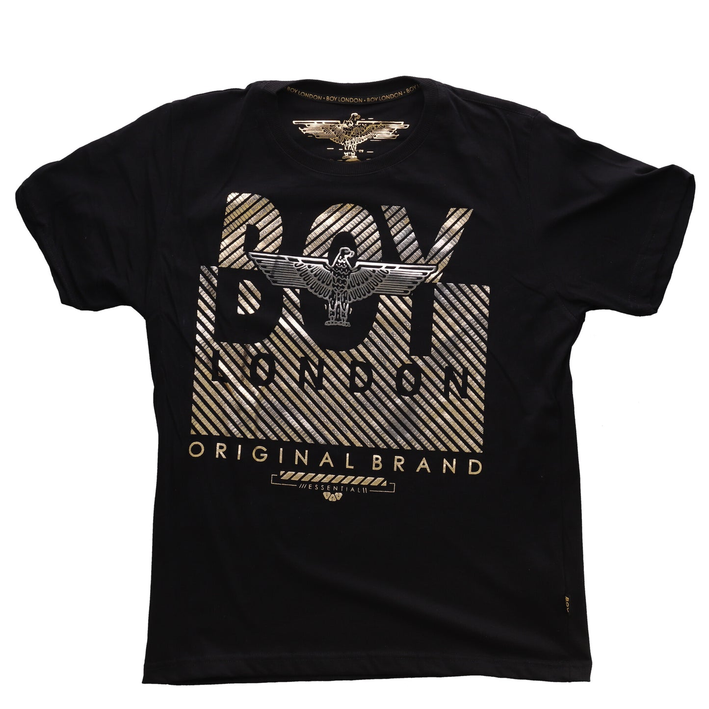 Playera Negra De Manga Corta Hombre Estampado Oro Boy London