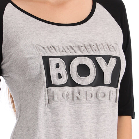 Blusa Boy London Mujer Gris Negra Raglan Totally Perfect
