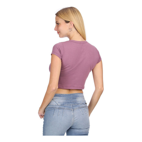 Blusa Crop Top Morado Ombliguero De Dama Letras Boy London