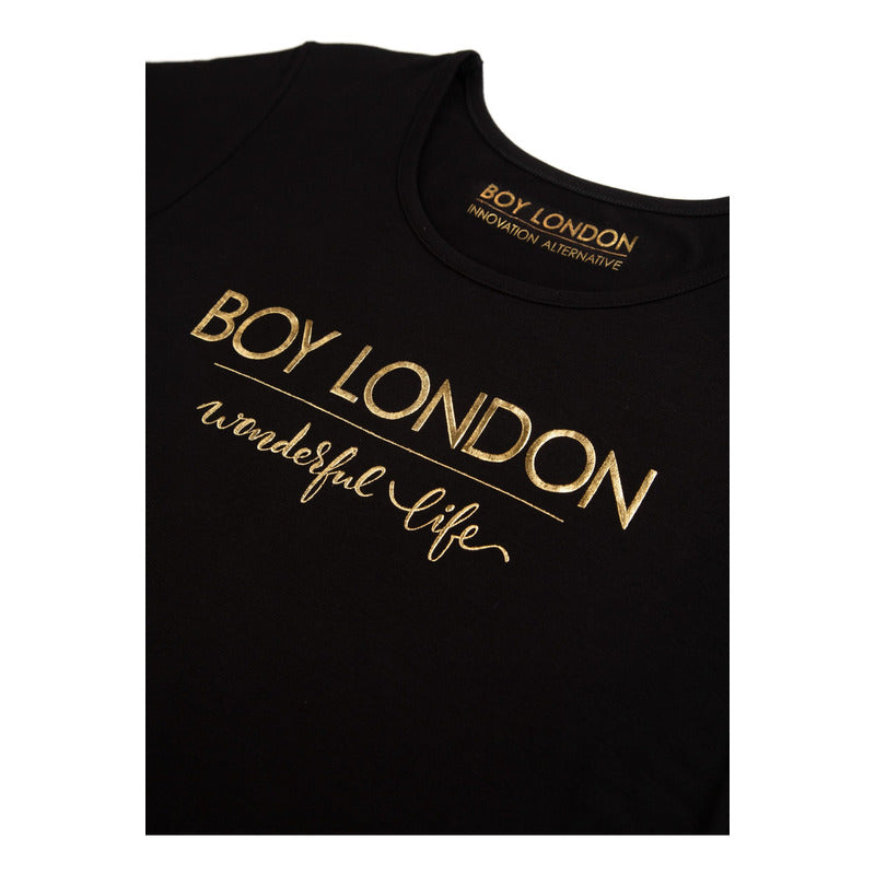 Playera Negra Para Dama Wonderful Life Dorado Boy London