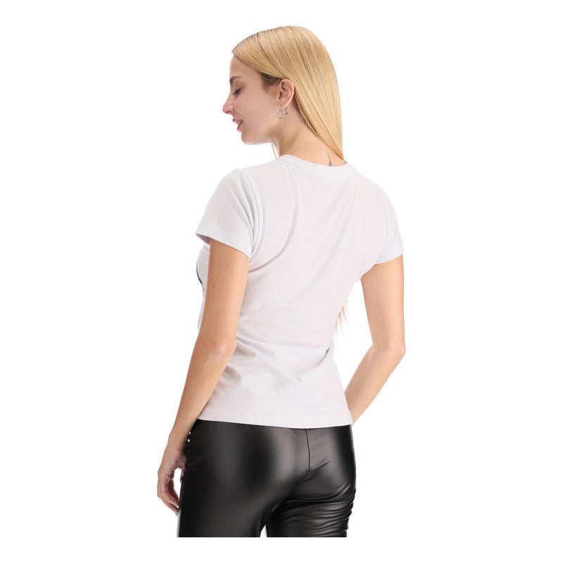 Playera Blanca Mujer Foil Rosa Letras Brillantes Boy London