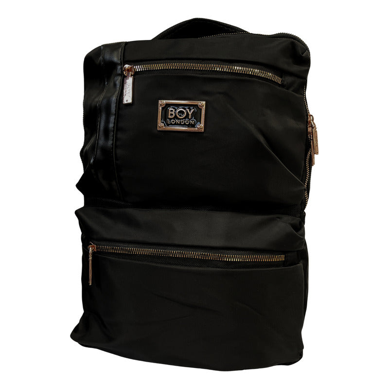 Mochila Negra Casual Urbana Cierres Rosa Metálico Boy London