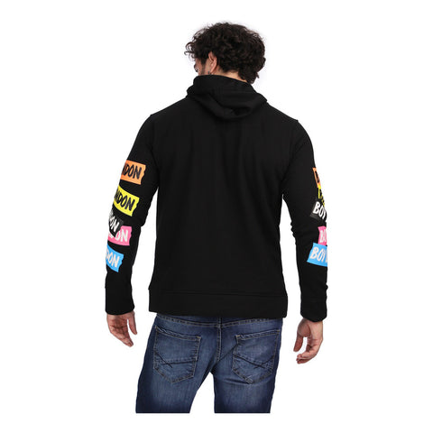 Sudadera Negra Con Gorro Hombre Mangas De Colores Boy London