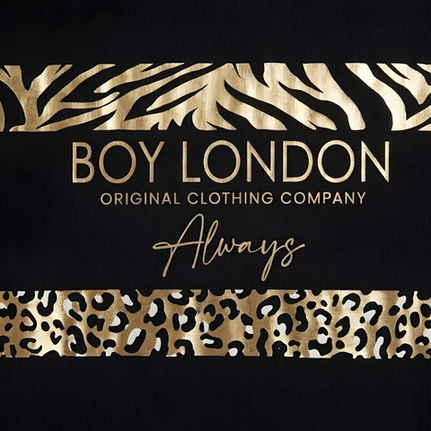 Playera Negra Boy London Mujer Animal Print Dorada Negro