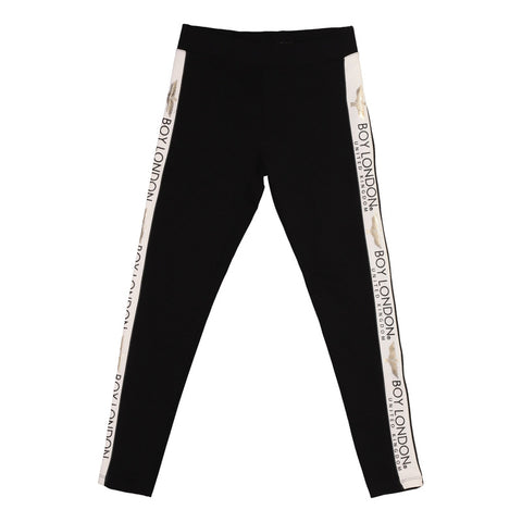 Leggings Boy London Mujer Negro Franja Dorada UK