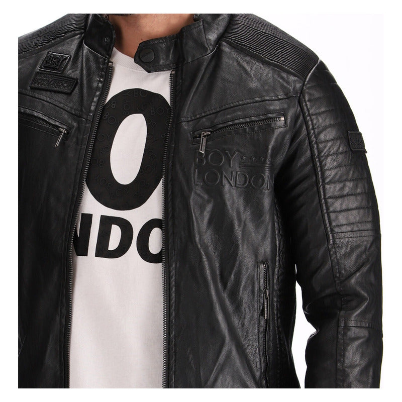 Chamarra Hombre Vinipiel Biker Slim Fit Afelpada Boy London