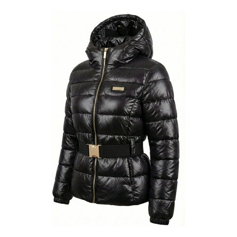 Chamarra Capitonada De Dama Con Gorro Boy London Negro