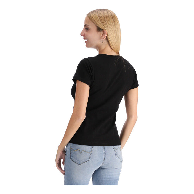Playera Negra Mujer Foil Oro Corazon De Brillos Boy London