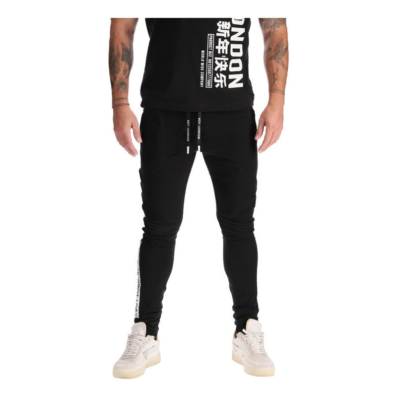 Pants Negro Para Hombre Jogger Elastico Deportivo Boy London